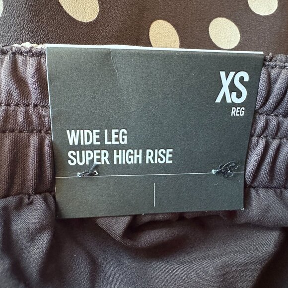 NEW Express Womens XS Pants Wide Leg Super High Rise Polka Dot Brown Lined - Picture 10 of 14